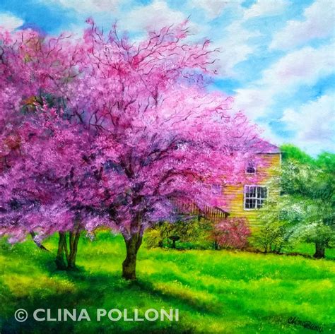 Cherry Blossom Trees Painting « Clina Polloni Art