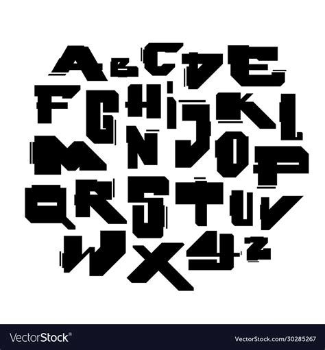 Geometric modern cyber style font alphabet Vector Image