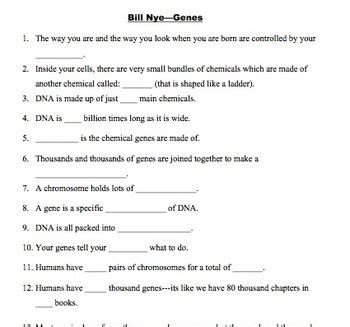 Bill Nye Genes Video Worksheet by Mayberry in Montana | TPT