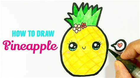 HOW TO DRAW PINEAPPLE 🍍 | Easy & Cute Pineapple Drawing Tutorial For Beginner - YouTube