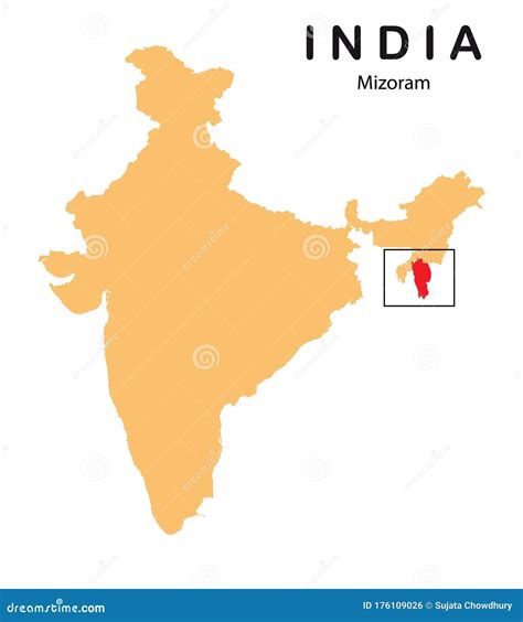 Mizoram in India Map. Mizoram Map Vector Illustration Editorial Photo ...