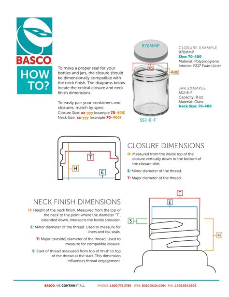 Bottle and Cap Dimensions by BASCO - Issuu