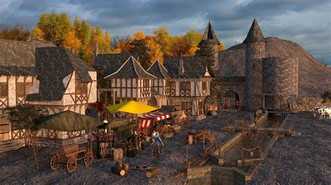 3d visualization Medieval village | 3dlancer.net