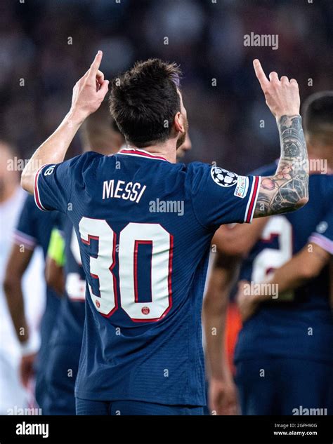 Lionel Messi of Paris Saint-Germain celebrate he’s 1st ever goal during the UEFA Champions ...