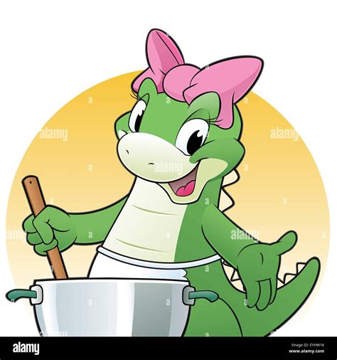 cartoon dinosaur cooking Stock Vector Image & Art - Alamy