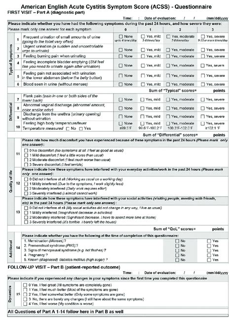 American English Acute Cystitis Symptom Score (ACSS)-Questionnaire ...