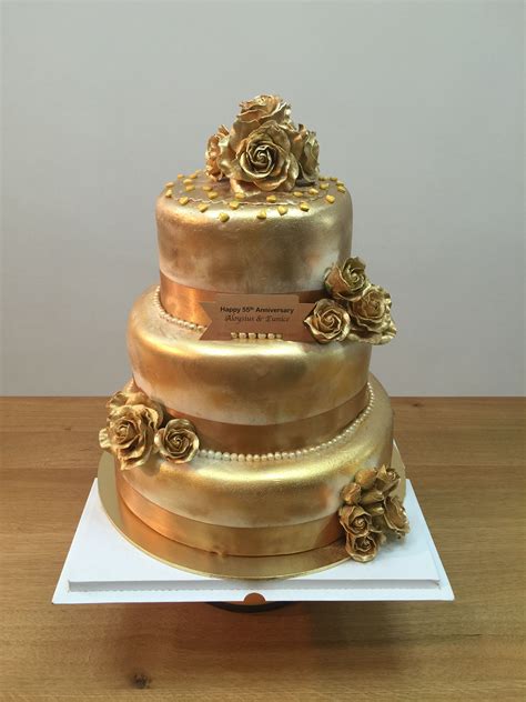 50th wedding anniversary Golden Cake | Golden wedding cake, 50th ...