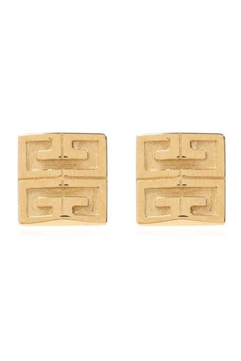 Givenchy G Logo Embossed Stud Earrings In Oro | ModeSens