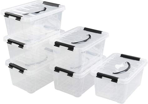 Xyskin 5.5 Quart Clear Plastic Storage Box, Small Latch Bin with Lids, 6 Packs: Buy Online at ...