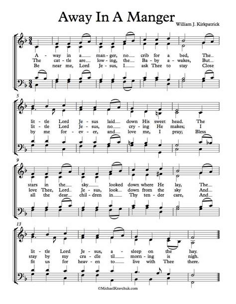 Free Choir Sheet Music – Away In A Manger (Cradle Song) – Michael Kravchuk