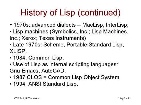 History of Lisp (continued)