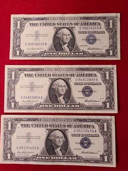 1957 series one dollar & 1958 B series dollar bill - Baker Auctions & Real Estate, LLC