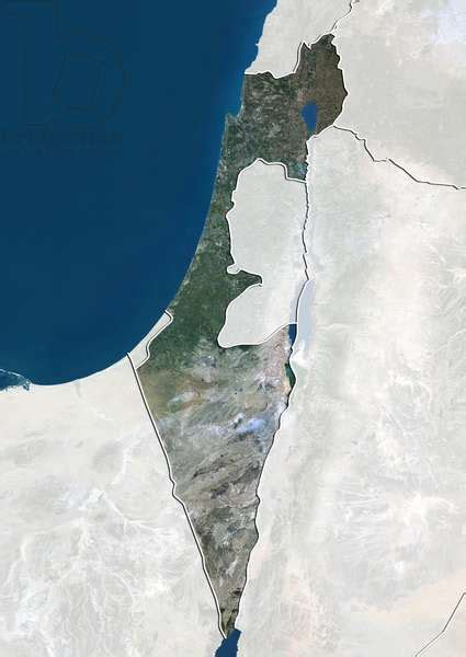 Image of Satellite view of Israel (with border and mask). This image