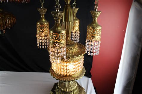 2 vintage Brass and crystal Chandelier table lamps I have ordered a few real lead crystal that ...