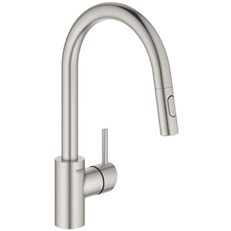 Grohe Concetto Supersteel Pull-Out Single Lever Kitchen Sink Mixer Tap 31483DC2 - Single Lever ...