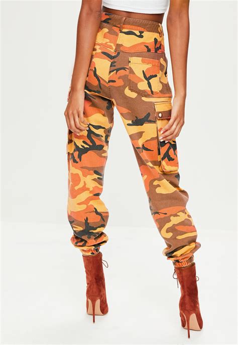 Lyst - Missguided Orange Camo Printed Cargo Pants in Orange