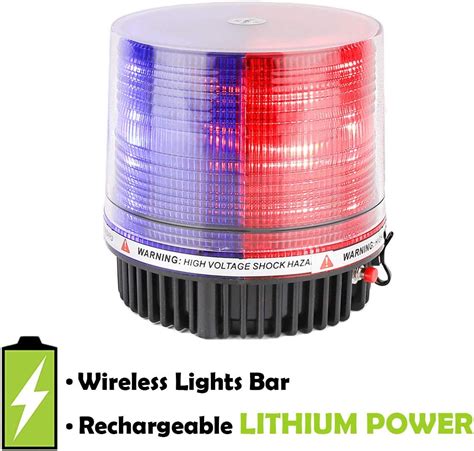 LE-JX Red and Blue Wireless Rotating Beacon Led Strobe Warning Light ...