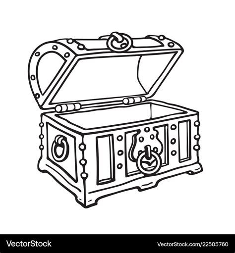 Empty pirate treasure chest open wooden trunk Vector Image