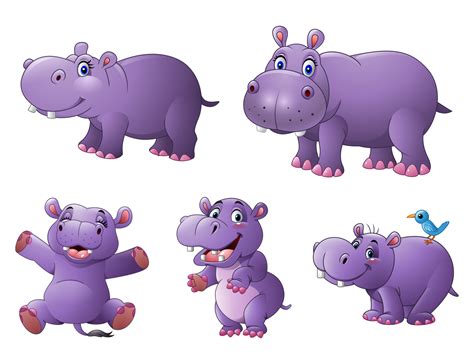 Set of Funny hippo cartoon 12189552 Vector Art at Vecteezy