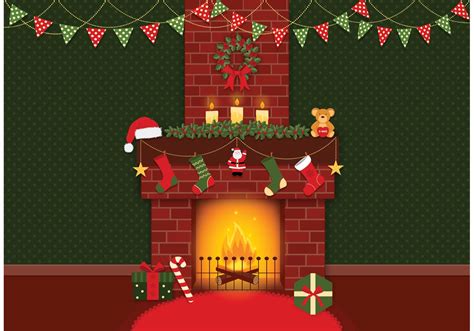 Vector Christmas Fireplace Background - Download Free Vector Art, Stock Graphics & Images