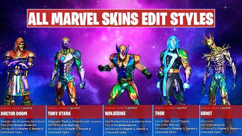 All Marvel Skins Edit Styles! Marvel Skins All Foil Edit Styles(Silver ...