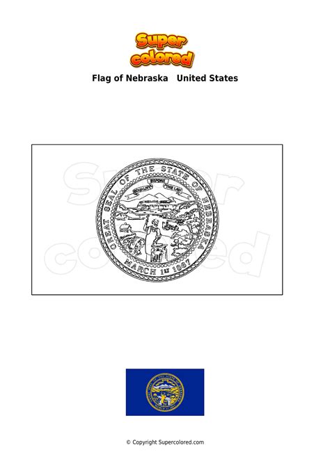 Coloring page Flag of Nebraska United States - Supercolored.com