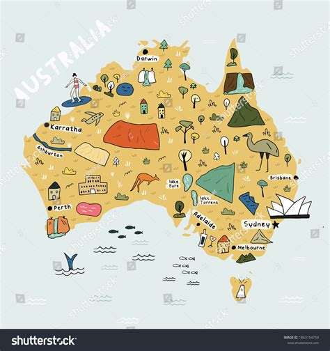 Map Australia Cartoon Colorful Modern Style Stock Vector (Royalty Free) 1863154759 | Shutterstock