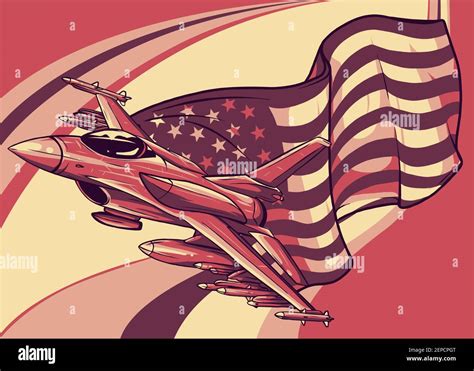 Military fighter jets with american flag. Vector illustration Stock Vector Image & Art - Alamy