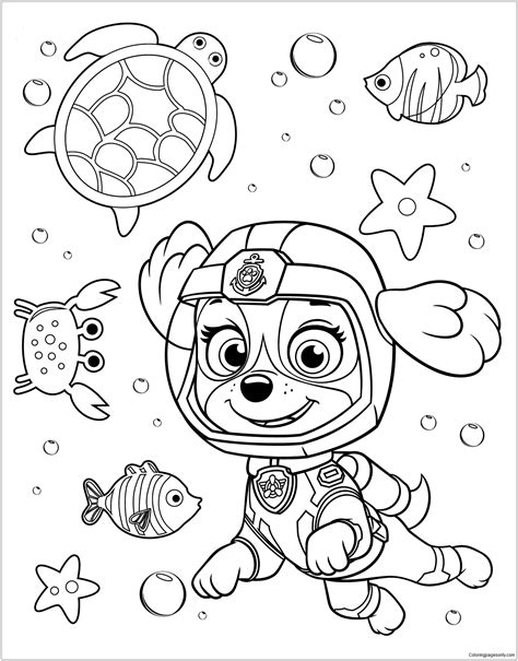 Paw Patrol Rubble Underwater 2 Coloring Page | Patrulha canina para ...