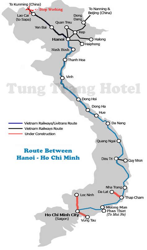 Vietnam Railway Map - Vietnam Railway System