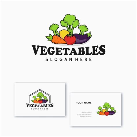 Premium Vector | Logo design template vegetable icons with business card