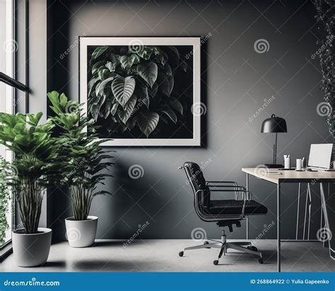 Modern Minimalist Office with Natural Plants. Illustration Generative AI Stock Illustration ...