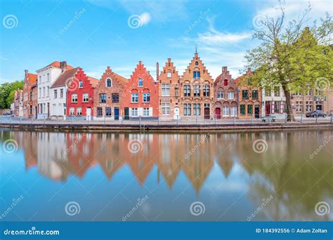 Traditional Colorful Buildings on the Riverside in Brugge, Belgium ...