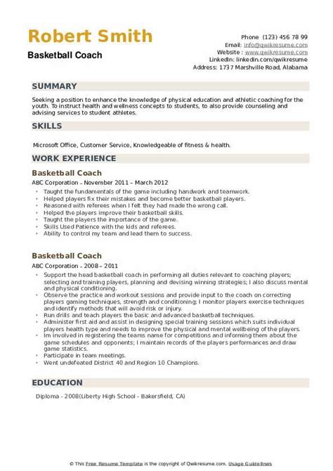 Head Basketball Coach Cover Letter – Gotilo