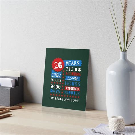 26 Years Of Being Awesome - Splendid 26th Birthday Gift Ideas Art Board Print by MemWear in 2021 ...