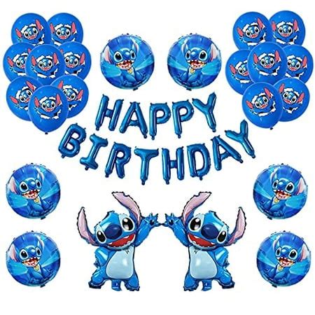 36PCS Lilo and Stitch Balloons, Stitch Happy Birthday Balloons Aluminum ...