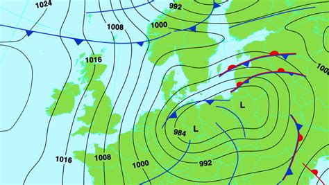 Animated Weather Forecast Map With Isobars, Cold And Warm Fronts, High ...