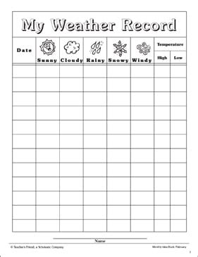 Weather Record Chart | Printable Charts, Signs and Skills Sheets