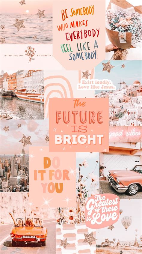 Wallpaper Collage Ideas : Peach & Glitter Star Collage Aesthetic - Idea ...