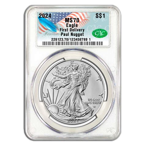 2024 $1 American Silver Eagle CAC MS70 First Delivery - Paul Nugget Founders Signature