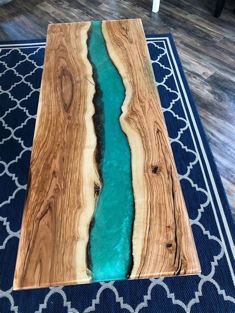 River live edge table coffee or dining kitchen table Olive | Etsy | Wood resin table, Dining ...