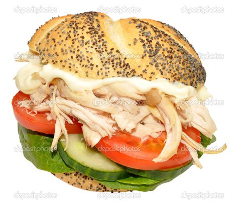 Chicken And Salad Sandwich Roll Stock Photo by ©philkinsey 50266391