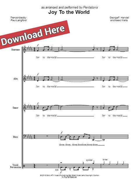 Pentatonix Joy to the World Sheet Music, Chords, Piano Notes