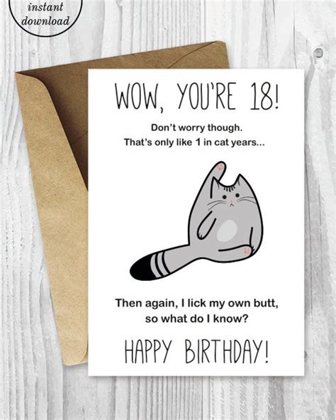 Funny 18Th Birthday Cards Printable - Printable Card Free