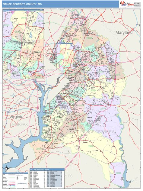 Prince George's County, MD Wall Map Color Cast Style by MarketMAPS ...