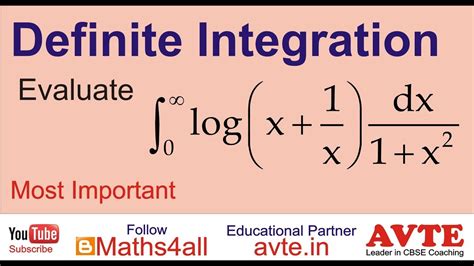 integration of 0 to infinite log(x + 1/x) + logsinx | CBSE XII NCERT ...