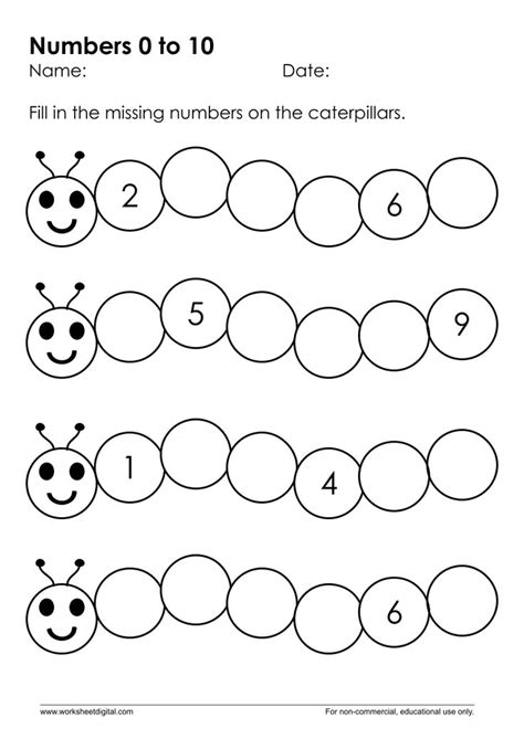 Numbers 0 to 10 Missing numbers in each row circle (1) Number Words Worksheets, Number ...