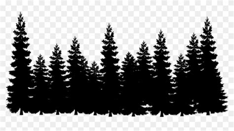 Pine Tree Line Silhouette - Pine Trees Clipart Black And White, HD Png ...