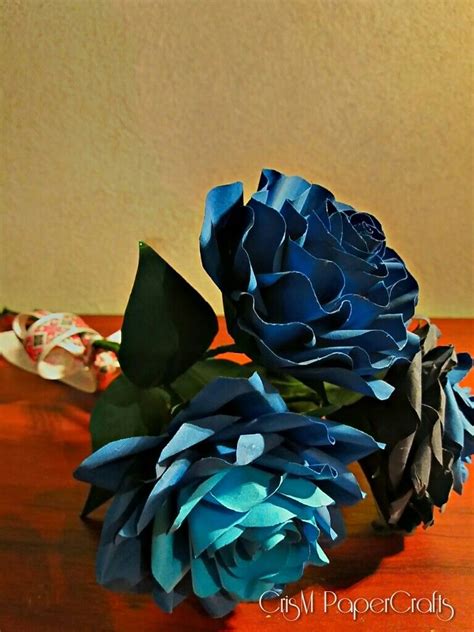 Blue paper roses, hand made. Paper Roses, Paper Crafts, Work, Flowers ...