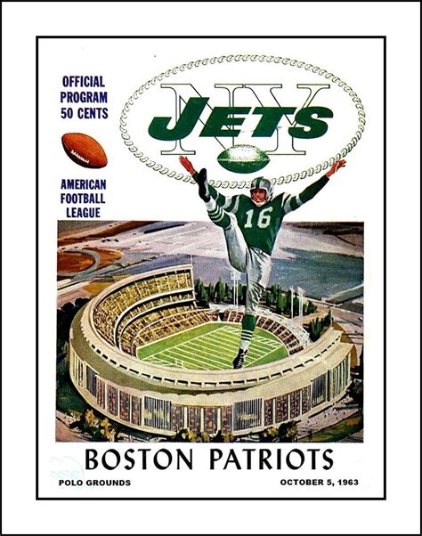 Vintage 1963 NY Jets vs Patriots Poster, Unique Gift